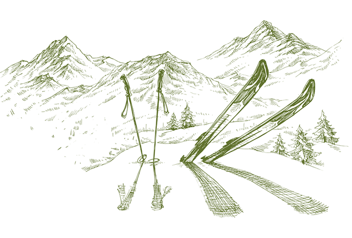 Ski und Skistöcke in den Bergen - Top Lage direkt am Rittisberg in Ski amadé
